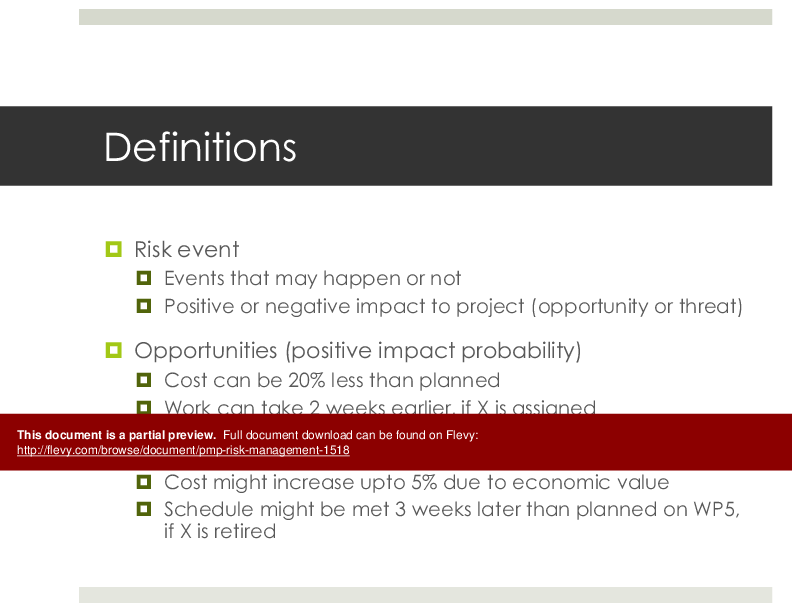 PMP Risk Management (99-slide PPT PowerPoint presentation (PPTX)) Preview Image
