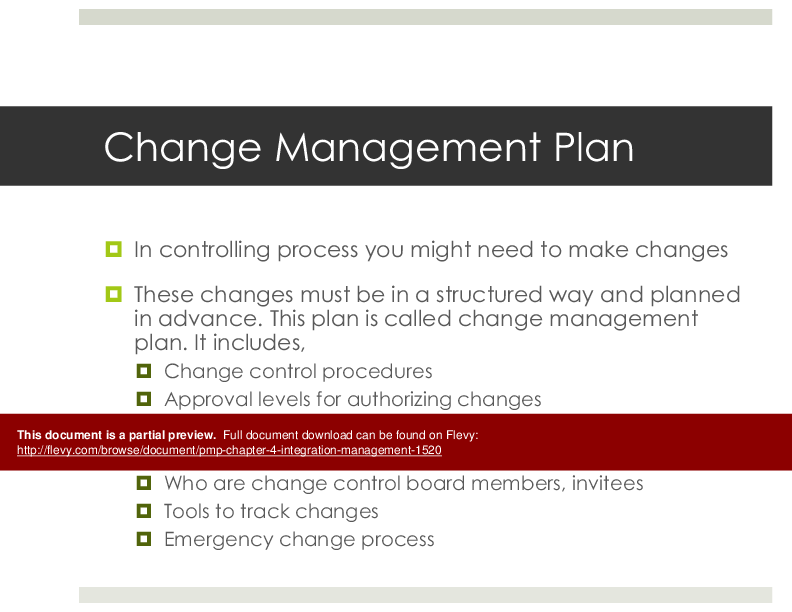 PMP Integration Management (58-slide PPT PowerPoint presentation (PPTX)) Preview Image