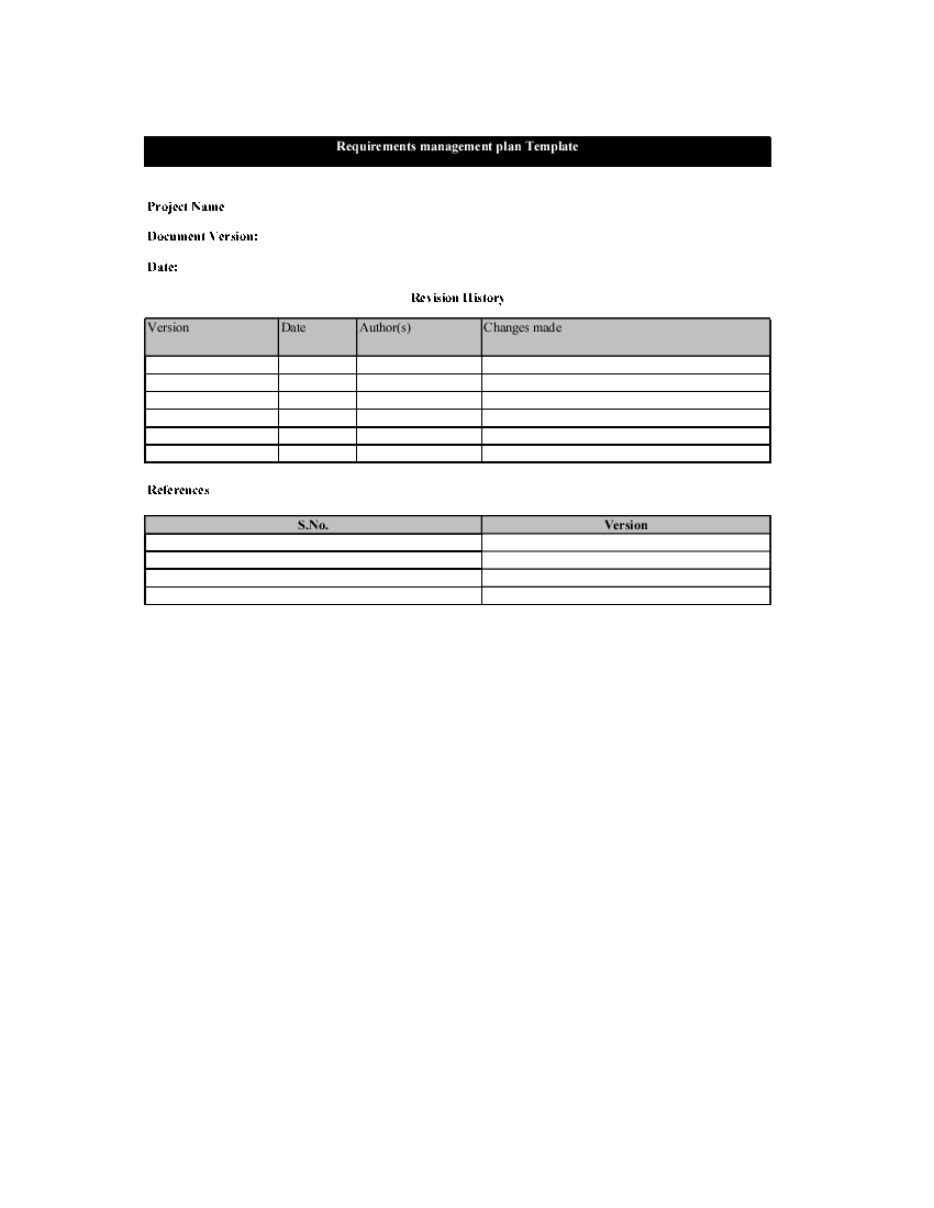 Software Requirements Management Plan (Excel template (XLSX)) Preview Image