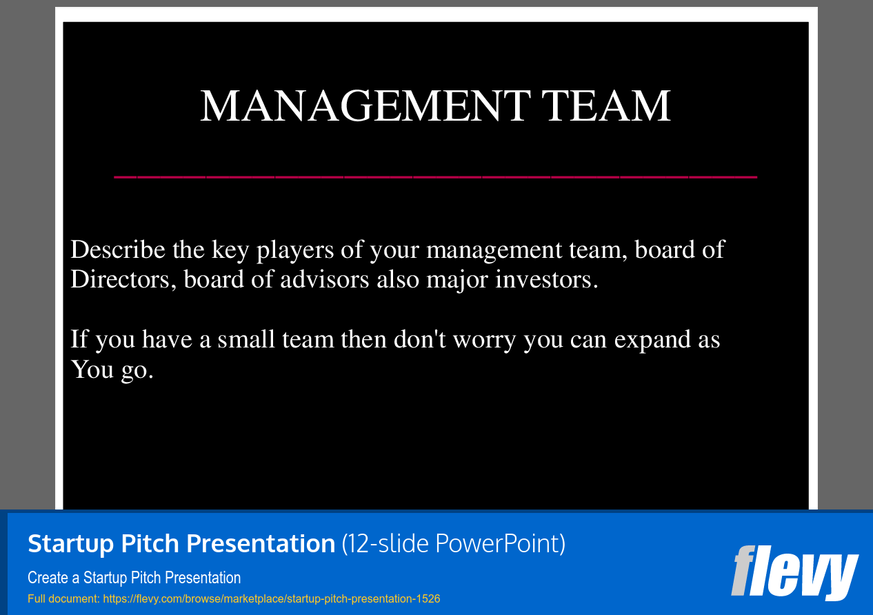 Startup Pitch Presentation (12-slide PPT PowerPoint presentation slide deck (PPT)) Preview Image