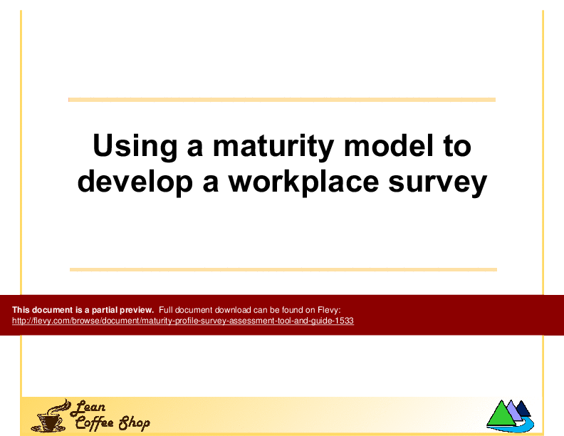 Maturity Profile Survey - Assessment Tool and Guide () Preview Image