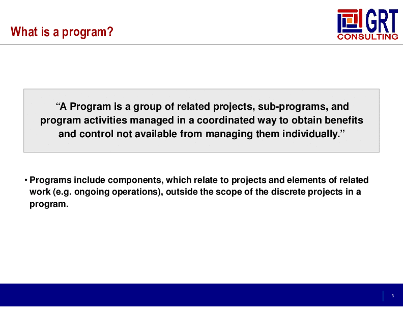 This is a partial preview of Overview of Program Management. Full document is 70 slides. 