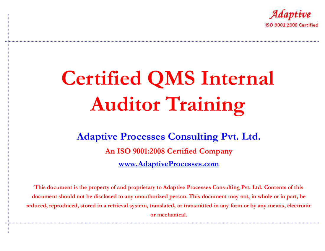 QMS Internal Auditors Program