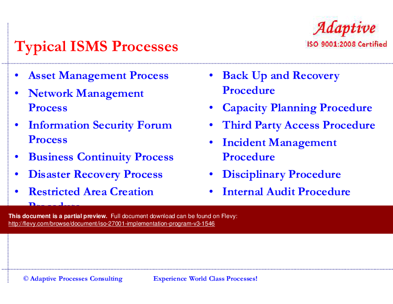 ISO 27001 Implementation Program (v3) (69-slide PPT PowerPoint presentation (PPTX)) Preview Image