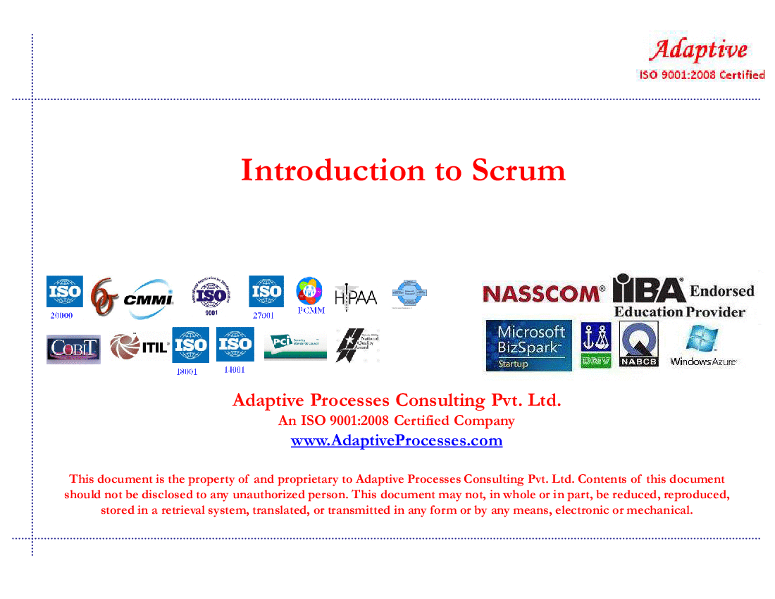 Introduction to Scrum (51-slide PPT PowerPoint presentation (PPT)) Preview Image