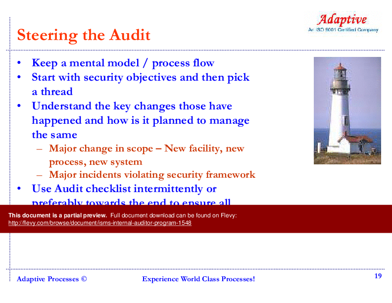 ISMS Internal Auditor Program (50-slide PPT PowerPoint presentation (PPT)) Preview Image