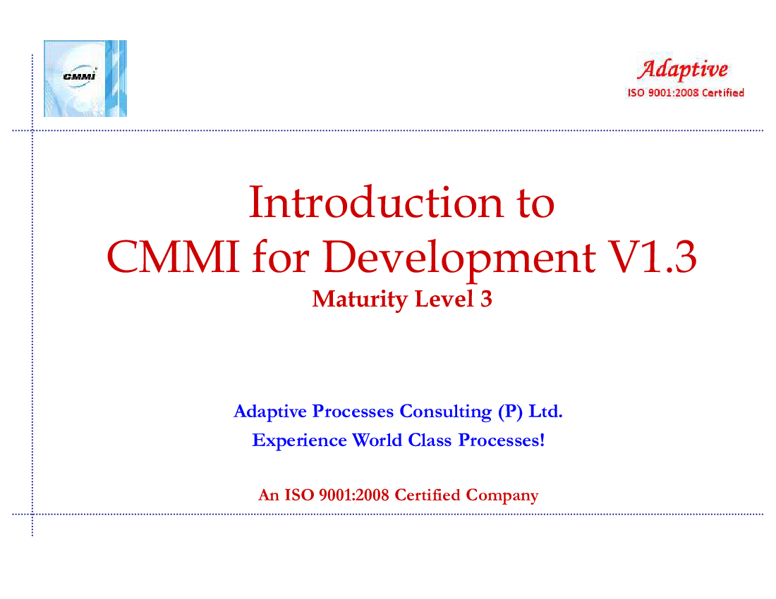 Introduction to CMMI - Dev L3