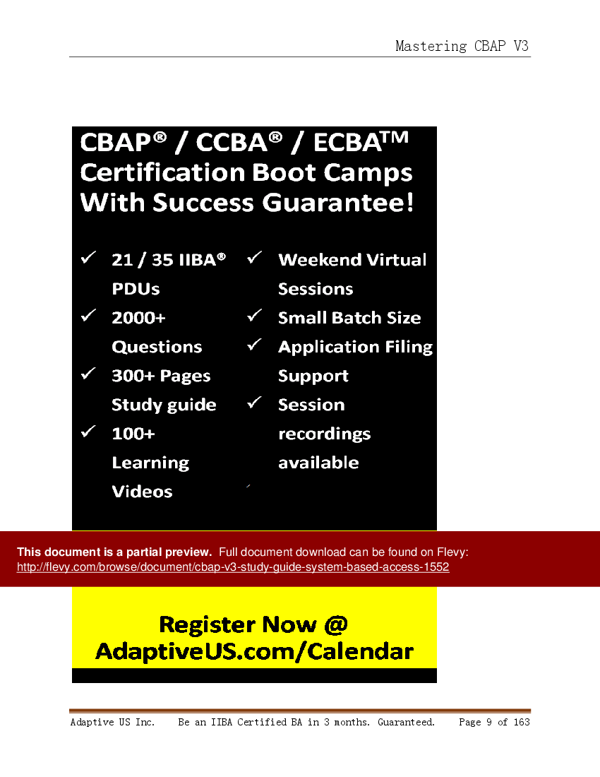 This is a partial preview of CBAP v3 Study Guide (system based access) (38-page PDF document). Full document is 38 pages. 