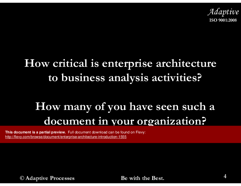 This is a partial preview of Enterprise Architecture Introduction (36-slide PowerPoint presentation (PPTX)). Full document is 36 slides. 