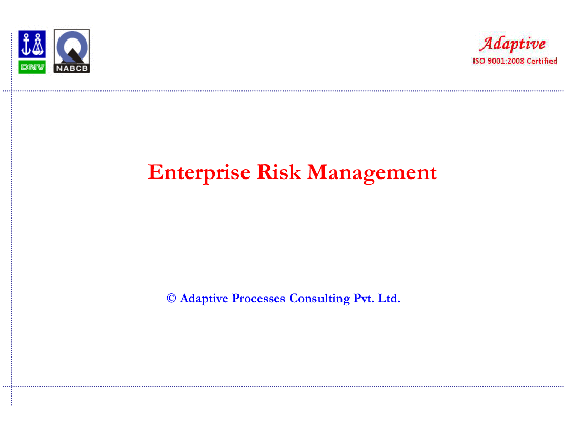 This is a partial preview of Enterprise Risk Management (105-slide PowerPoint presentation (PPTX)). Full document is 105 slides. 