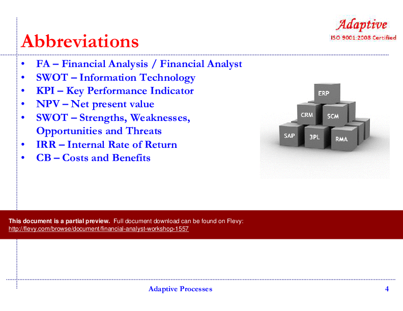 This is a partial preview of Financial Analyst Workshop (108-slide PowerPoint presentation (PPTX)). Full document is 108 slides. 