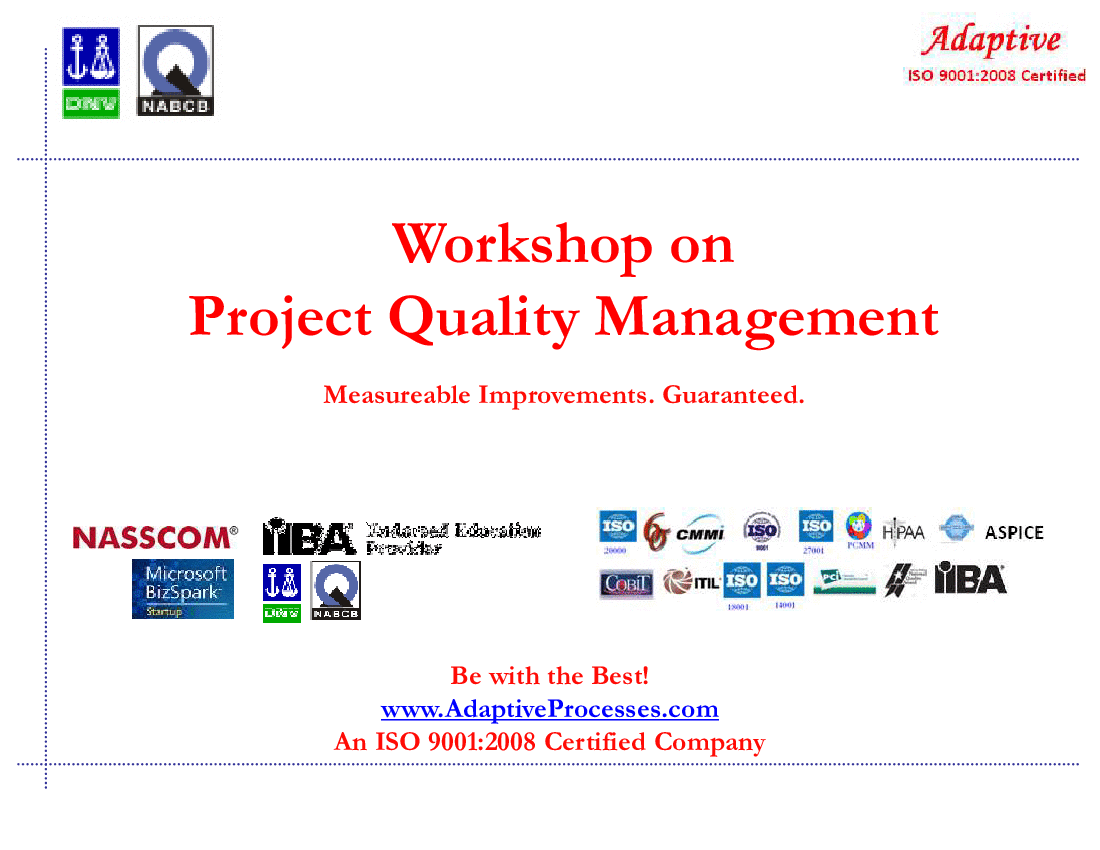 Project Quality Management v1 (121-slide PPT PowerPoint presentation (PPTX)) Preview Image