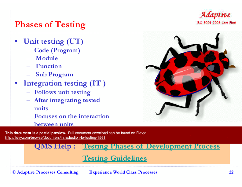 Introduction to Testing (94-slide PPT PowerPoint presentation (PPT)) Preview Image