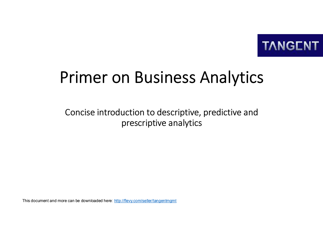 Business Analytics Primer (31-slide PPT PowerPoint presentation (PPTX)) Preview Image