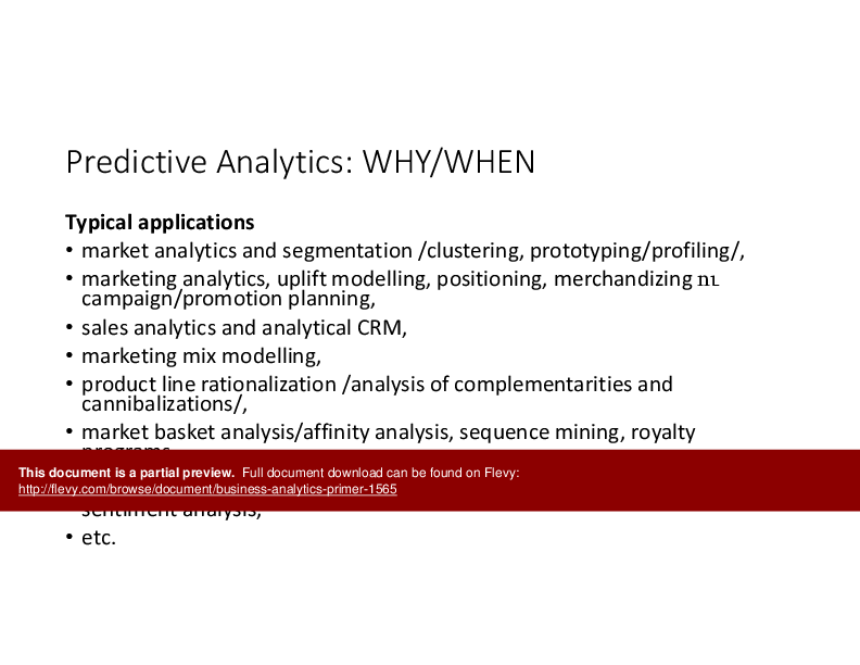 This is a partial preview of Business Analytics Primer (31-slide PowerPoint presentation (PPTX)). Full document is 31 slides. 