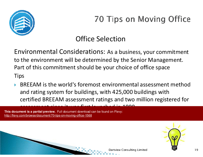 70 Tips on Moving Office (85-slide PPT PowerPoint presentation (PPTX)) Preview Image