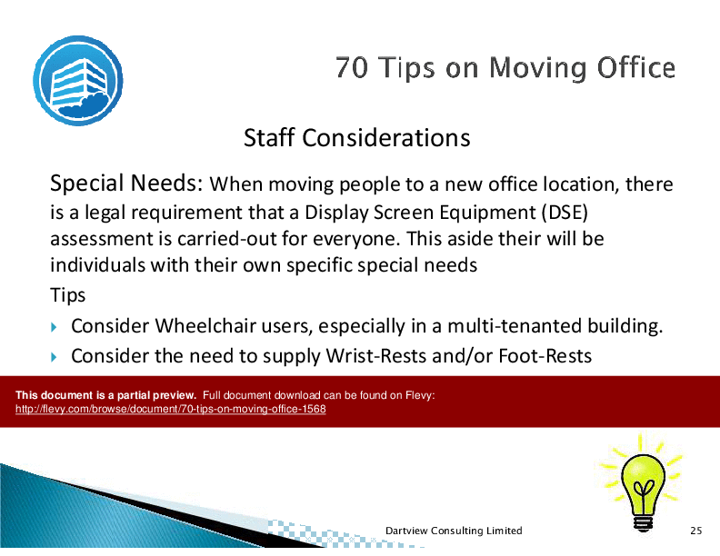 70 Tips on Moving Office (85-slide PPT PowerPoint presentation (PPTX)) Preview Image