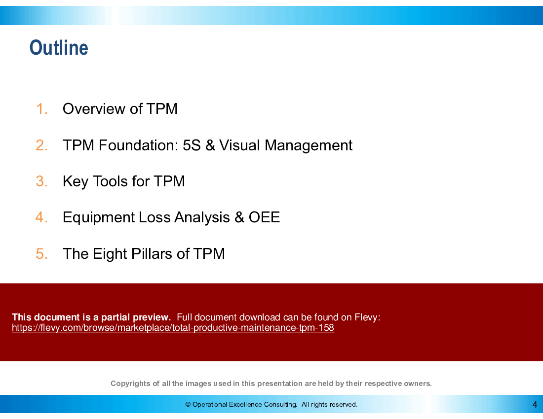 This is a partial preview of Total Productive Maintenance (TPM) (235-slide PowerPoint presentation (PPTX)). Full document is 235 slides. 