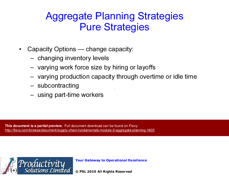 This is a partial preview of Supply Chain Fundamentals Module 2 - Aggregate Planning (28-slide PowerPoint presentation (PPTX)). Full document is 28 slides. 