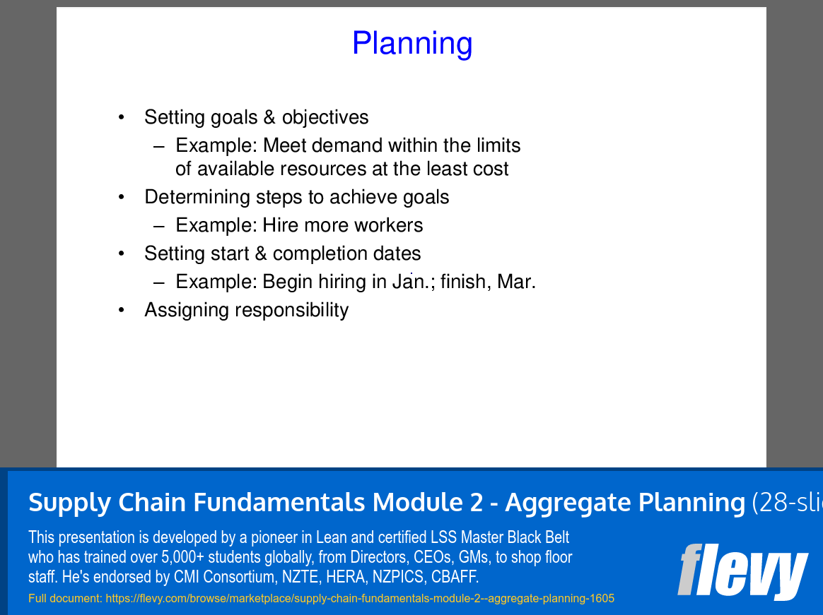 Supply Chain Fundamentals Module 2 - Aggregate Planning (28-slide PPT PowerPoint presentation (PPTX)) Preview Image