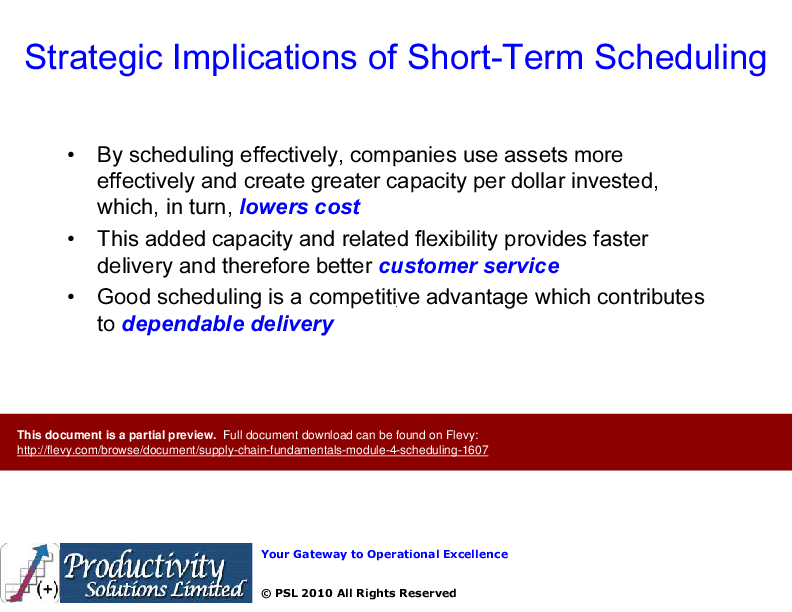 This is a partial preview of Supply Chain Fundamentals Module 4 - Scheduling (43-slide PowerPoint presentation (PPTX)). Full document is 43 slides. 