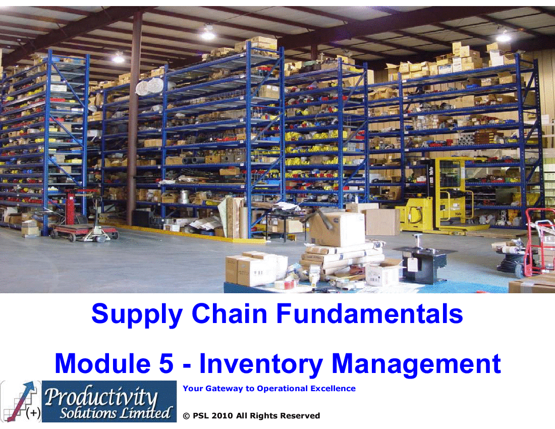 This is a partial preview of Supply Chain Fundamentals Module 5 - Inventory Management (69-slide PowerPoint presentation (PPTX)). Full document is 69 slides. 