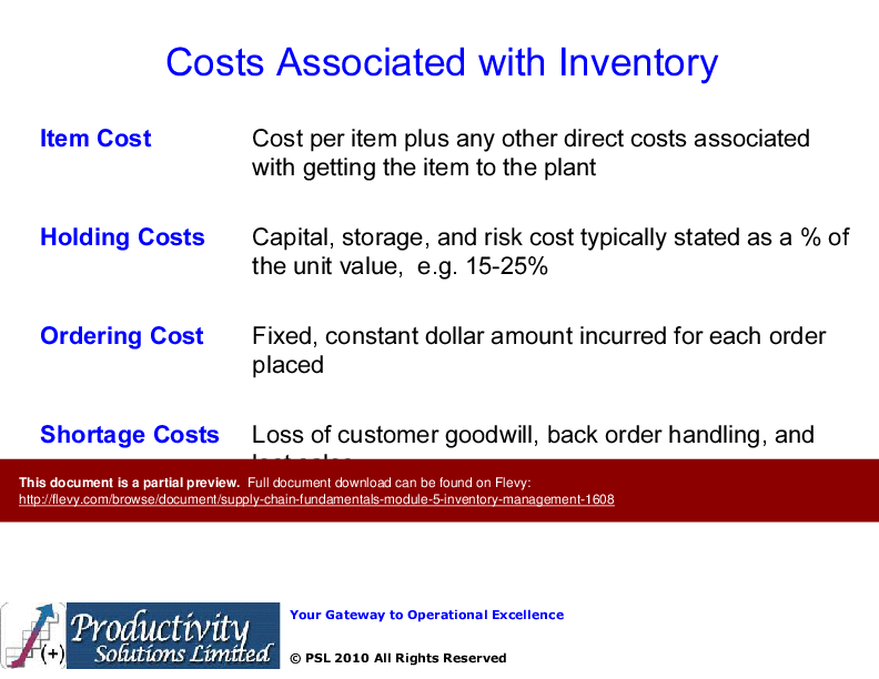 This is a partial preview of Supply Chain Fundamentals Module 5 - Inventory Management (69-slide PowerPoint presentation (PPTX)). Full document is 69 slides. 
