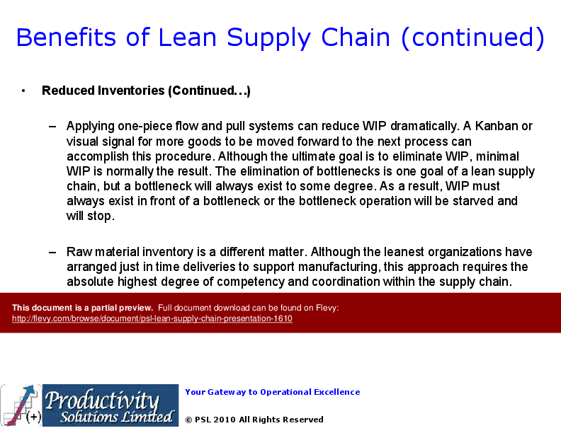 This is a partial preview of PSL - Lean Supply Chain Presentation (57-slide PowerPoint presentation (PPTX)). Full document is 57 slides. 