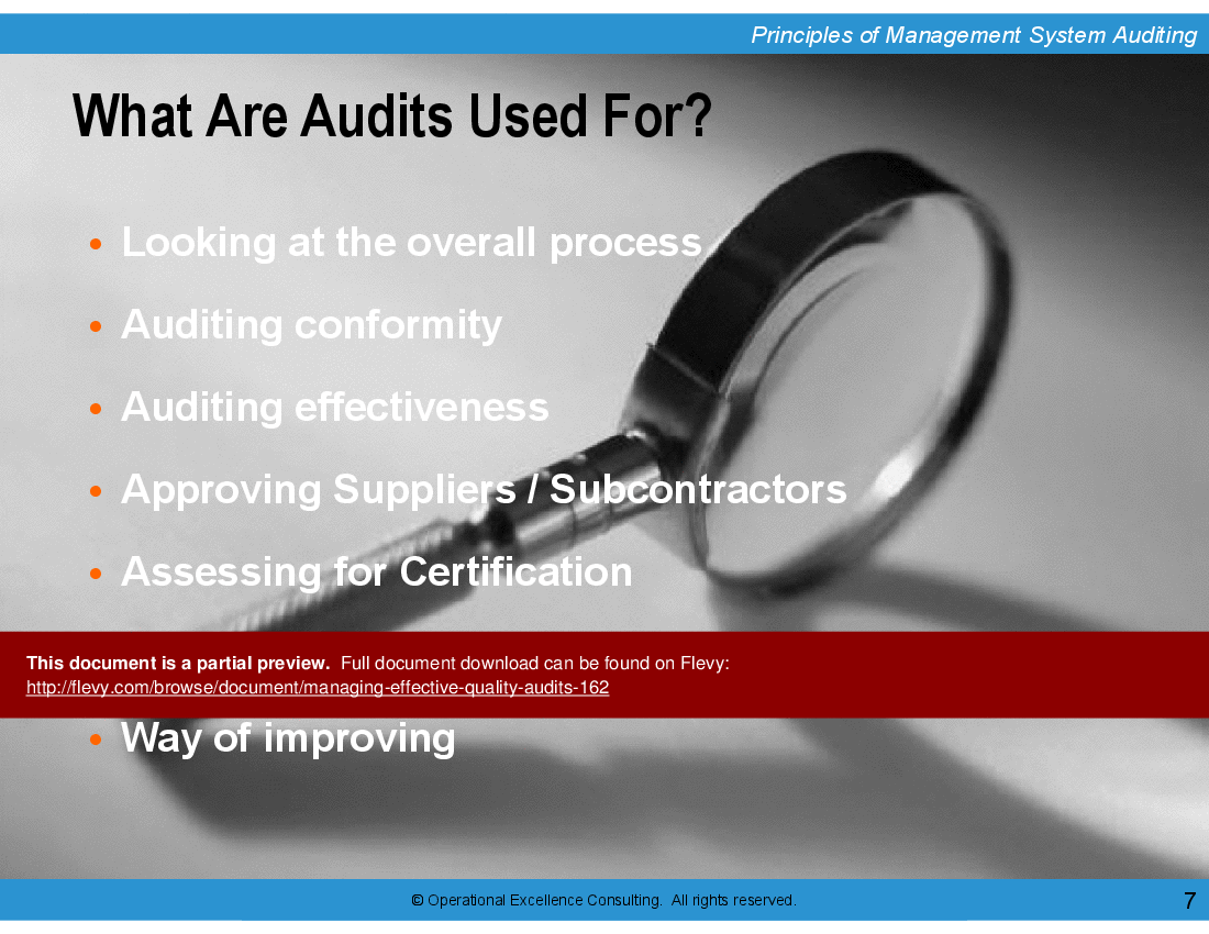 This is a partial preview of Managing Effective Quality Audits (161-slide PowerPoint presentation (PPTX)). Full document is 161 slides. 