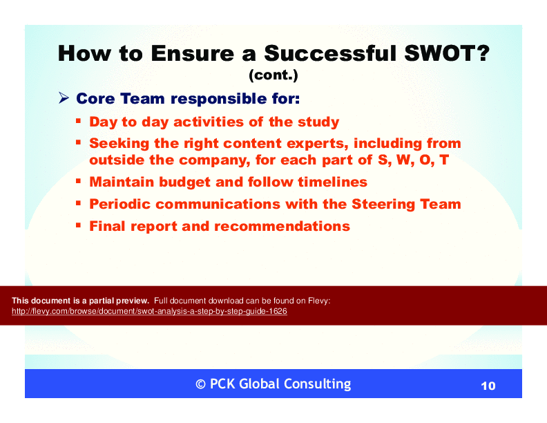 This is a partial preview of SWOT Analysis - A Step by Step Guide (53-page PDF document). Full document is 53 pages. 
