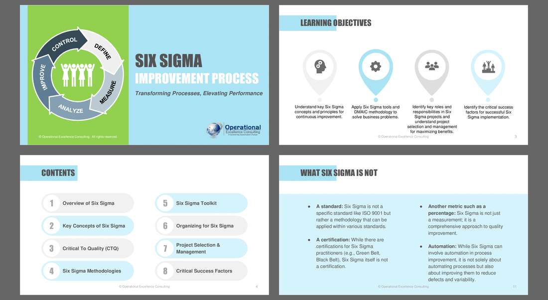 Six Sigma (DMAIC) Improvement Process (163-slide PPT PowerPoint presentation (PPTX)) Preview Image