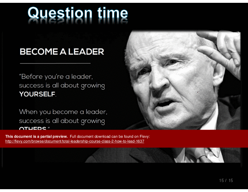 Total Leadership Series (Course 2) - How to Lead (16-slide PPT PowerPoint presentation (PPTX)) Preview Image