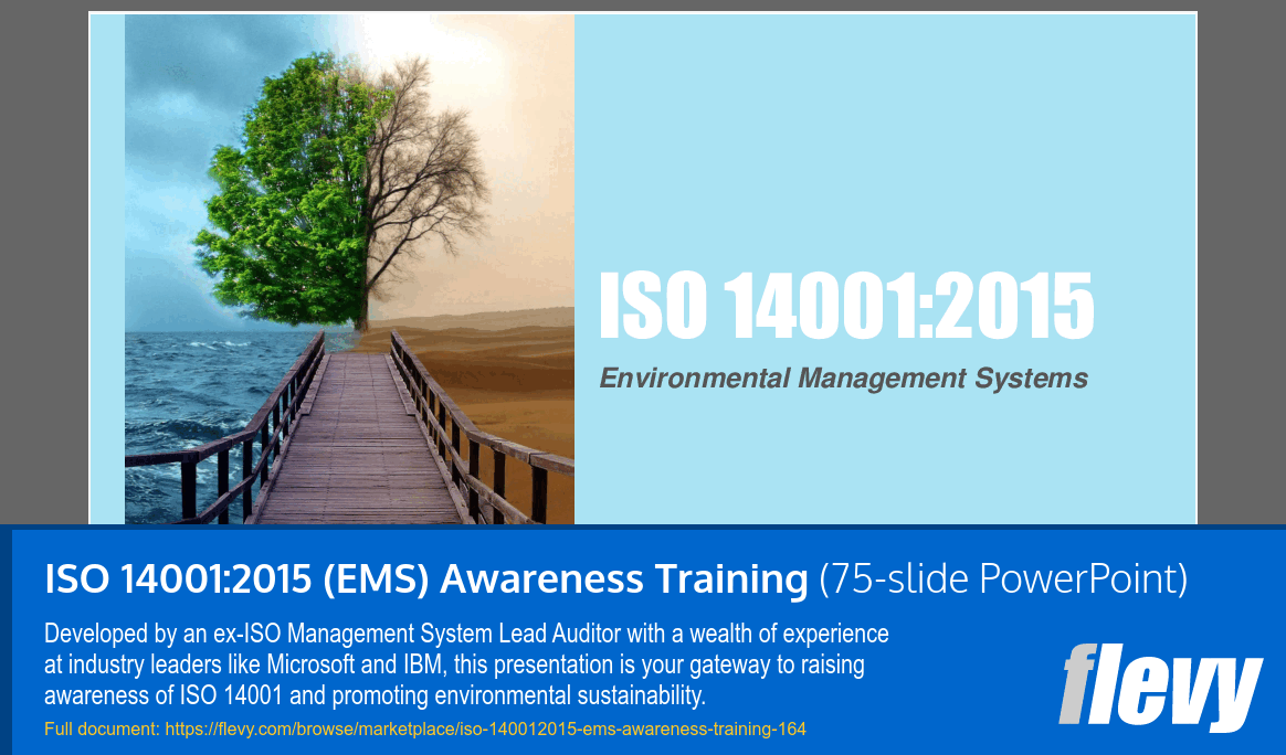 ISO 14001:2015 (EMS) Awareness Training (75-slide PPT PowerPoint presentation (PPTX)) Preview Image