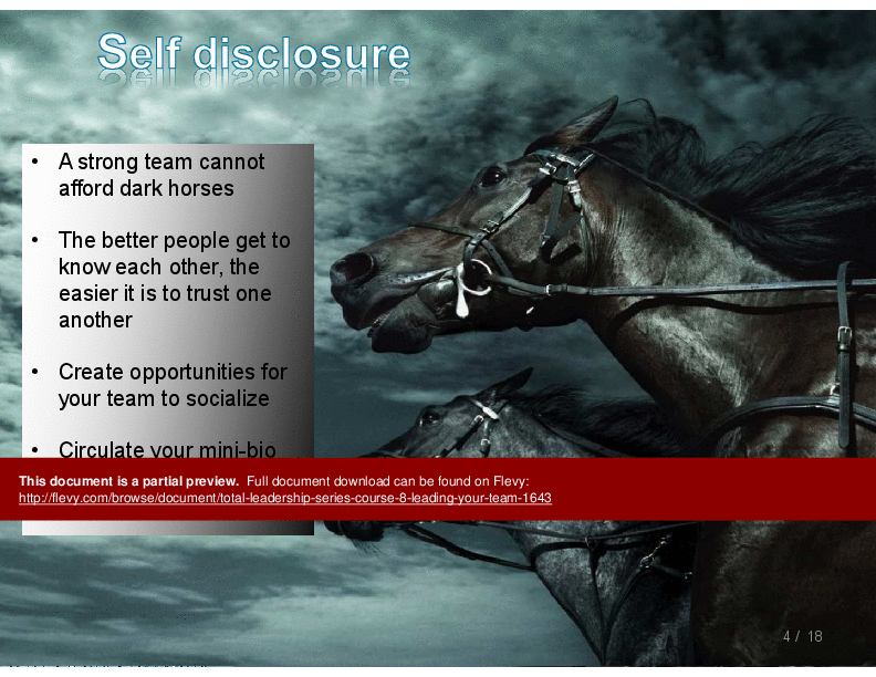 This is a partial preview of Total Leadership Series (Course 8) - Leading Your Team. Full document is 18 slides. 