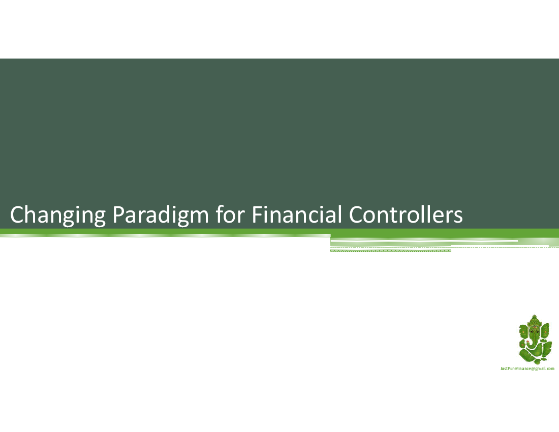 Changing Paradigm for Financial Controllers