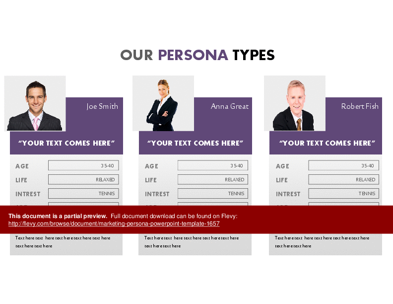This is a partial preview of Marketing Persona PowerPoint Template (89-slide PowerPoint presentation (PPTX)). Full document is 89 slides. 