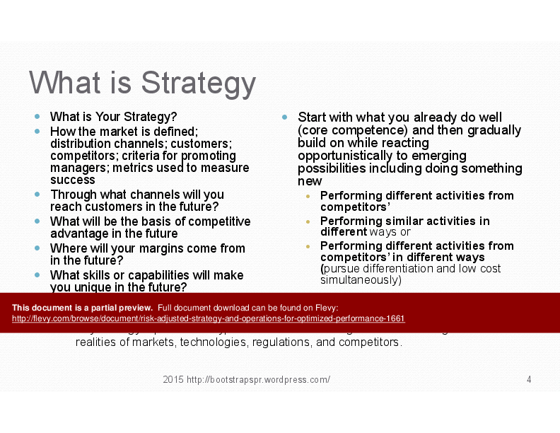 This is a partial preview of Risk-adjusted Strategy & Operations for Optimized Performance (122-slide PowerPoint presentation (PPTX)). Full document is 122 slides. 