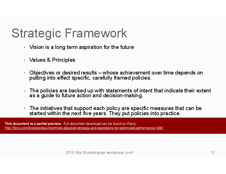 This is a partial preview of Risk-adjusted Strategy & Operations for Optimized Performance (122-slide PowerPoint presentation (PPTX)). Full document is 122 slides. 