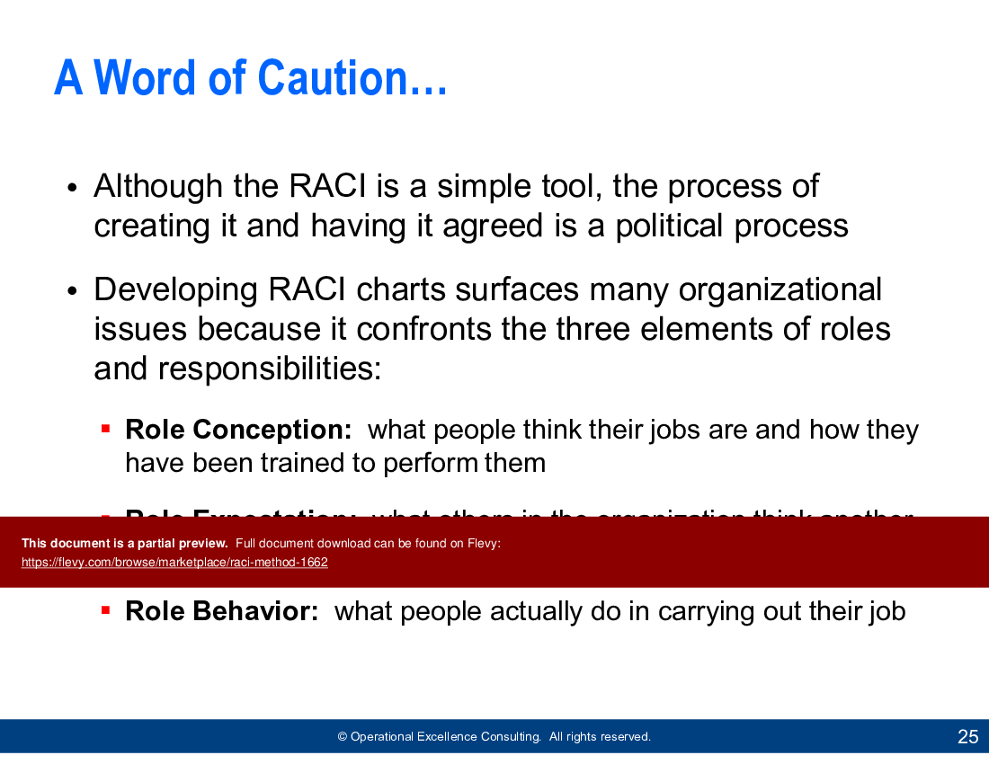 RACI Method (34-slide PPT PowerPoint presentation (PPTX)) Preview Image