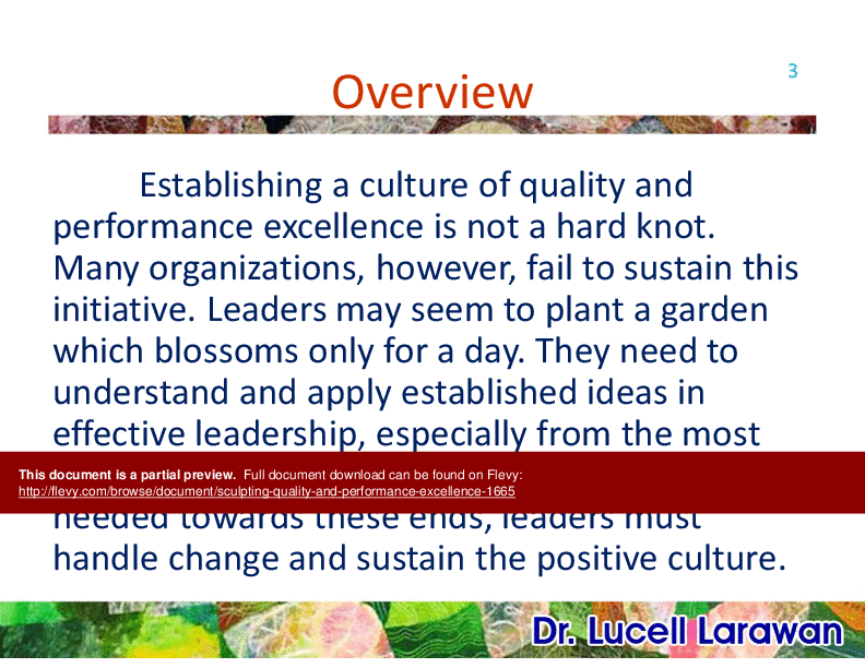 This is a partial preview of Sculpting Quality and Performance Excellence (62-slide PowerPoint presentation (PPTX)). Full document is 62 slides. 