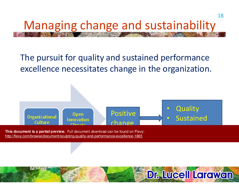 Sculpting Quality and Performance Excellence (62-slide PPT PowerPoint presentation (PPTX)) Preview Image
