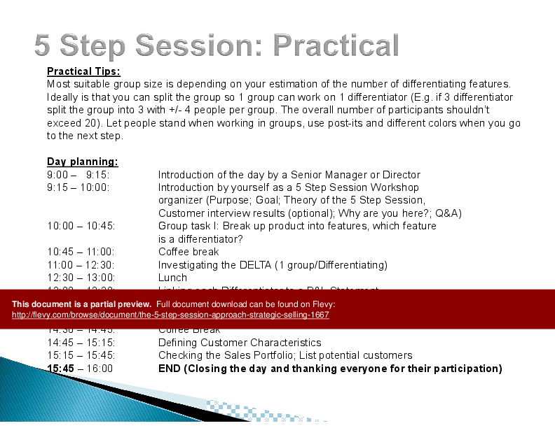 This is a partial preview of The 5 Step Session Approach: Strategic Selling (16-slide PowerPoint presentation (PPTX)). Full document is 16 slides. 