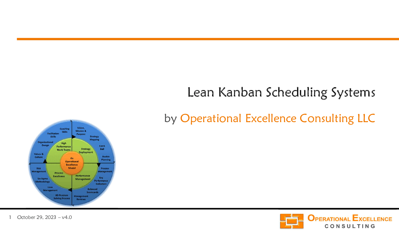 Lean - Kanban Scheduling Systems (105-slide PowerPoint presentation (PPTX)) Preview Image