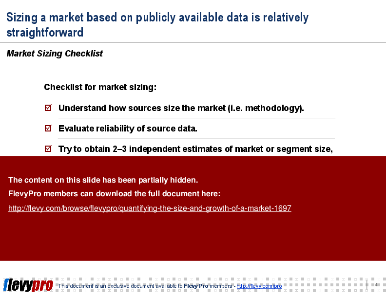 This is a partial preview of Quantifying the Size and Growth of a Market (16-slide PowerPoint presentation (PPT)). Full document is 16 slides. 