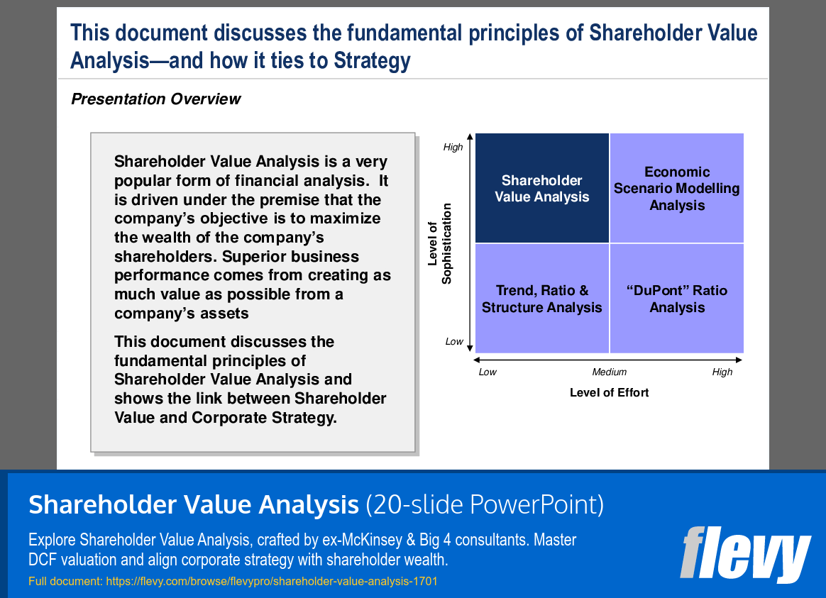 Shareholder Value Analysis (20-slide PPT PowerPoint presentation (PPT)) Preview Image