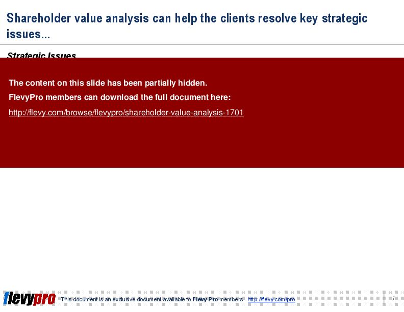 This is a partial preview of Shareholder Value Analysis (20-slide PowerPoint presentation (PPT)). Full document is 20 slides. 