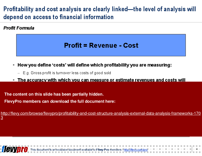 This is a partial preview of Profitability and Cost Structure Analysis: External Data Analysis Frameworks (24-slide PowerPoint presentation (PPT)). Full document is 24 slides. 