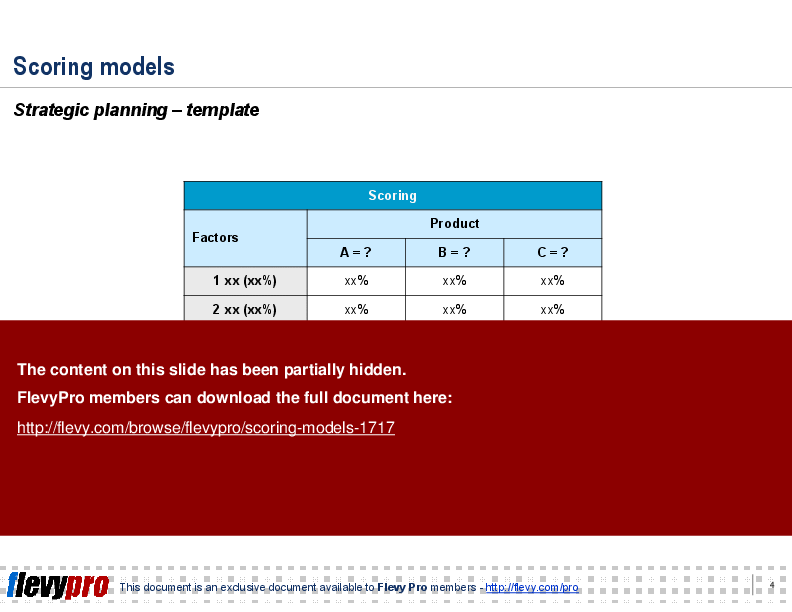 This is a partial preview of Scoring Models (8-slide PowerPoint presentation (PPT)). Full document is 8 slides. 