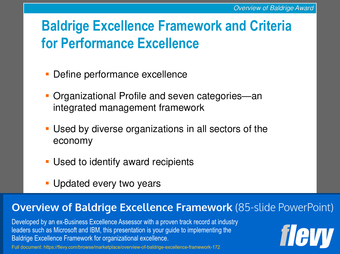 Overview of Baldrige Excellence Framework (85-slide PPT PowerPoint presentation (PPTX)) Preview Image