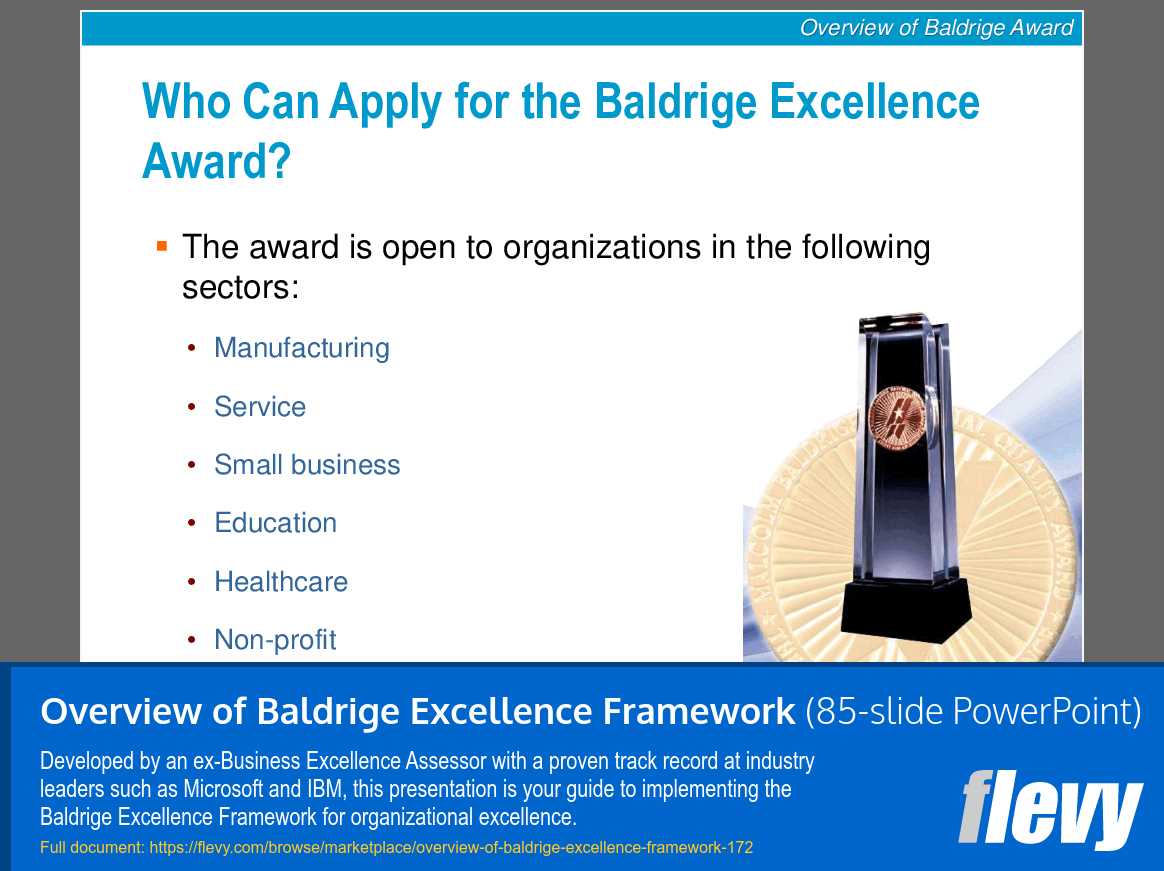 Overview of Baldrige Excellence Framework (85-slide PPT PowerPoint presentation (PPTX)) Preview Image